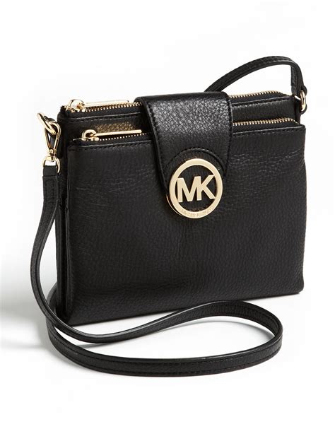 michael kors fulton flap messenger medium black crossbody bags|michael kors black crossbody.